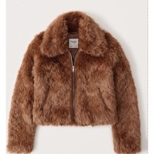 Abercrombie Fitch FauxFur Cropped Jacket S Classic Cozy Warm Winter Stylish Chic